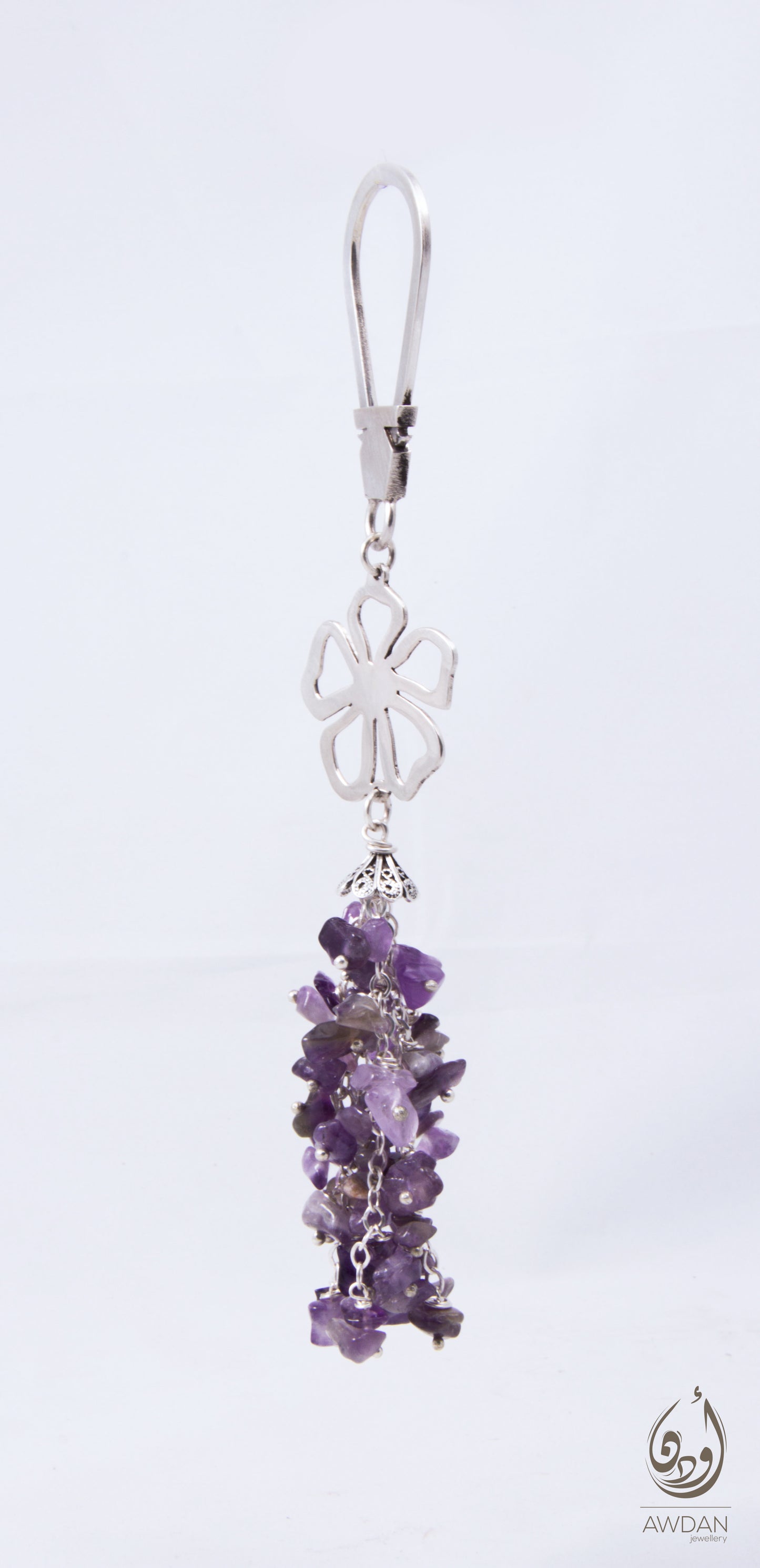 Stone Chunks With Flower Keychain