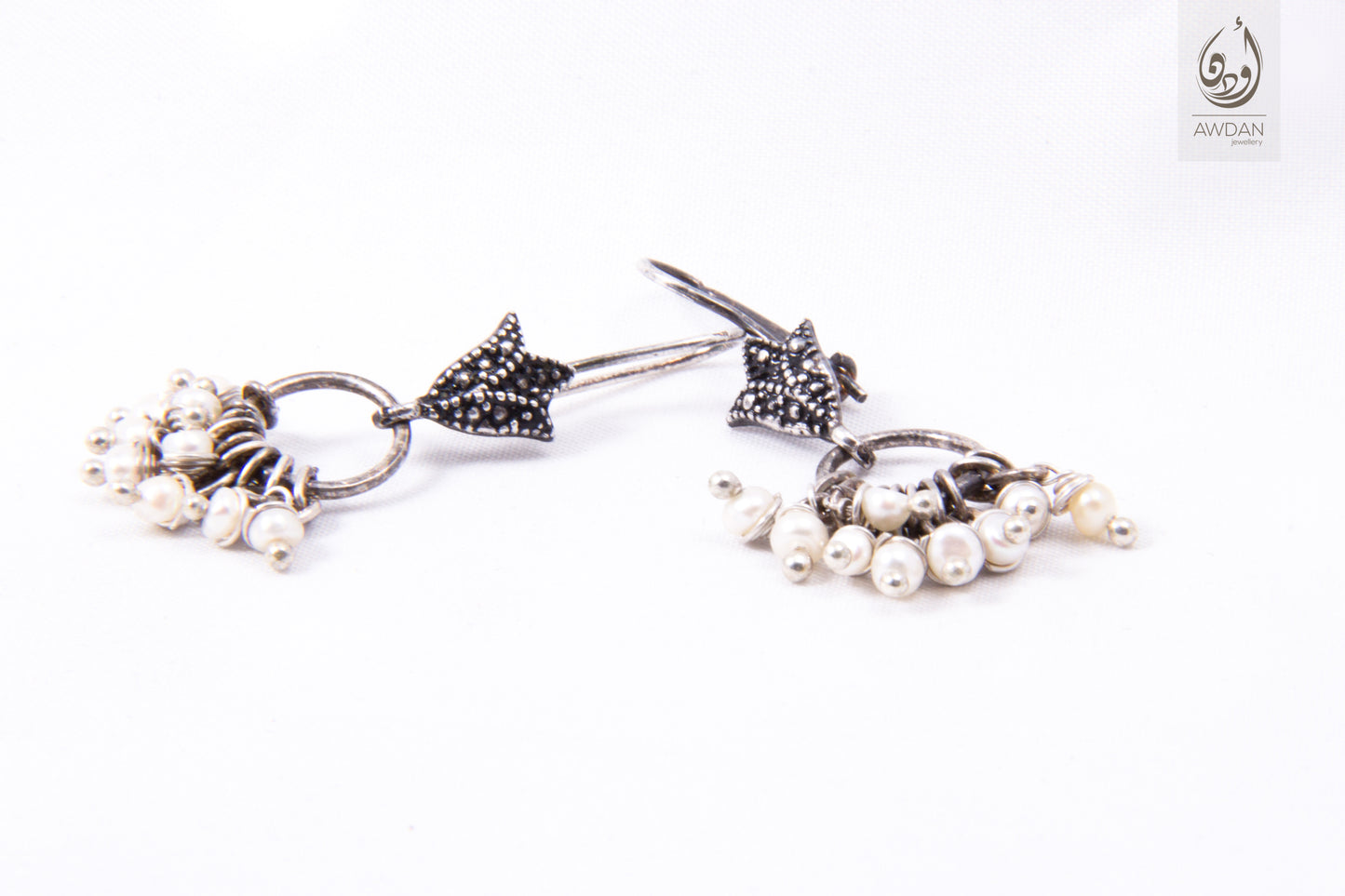 Multi Pearl On Vintage Lotus Earrings