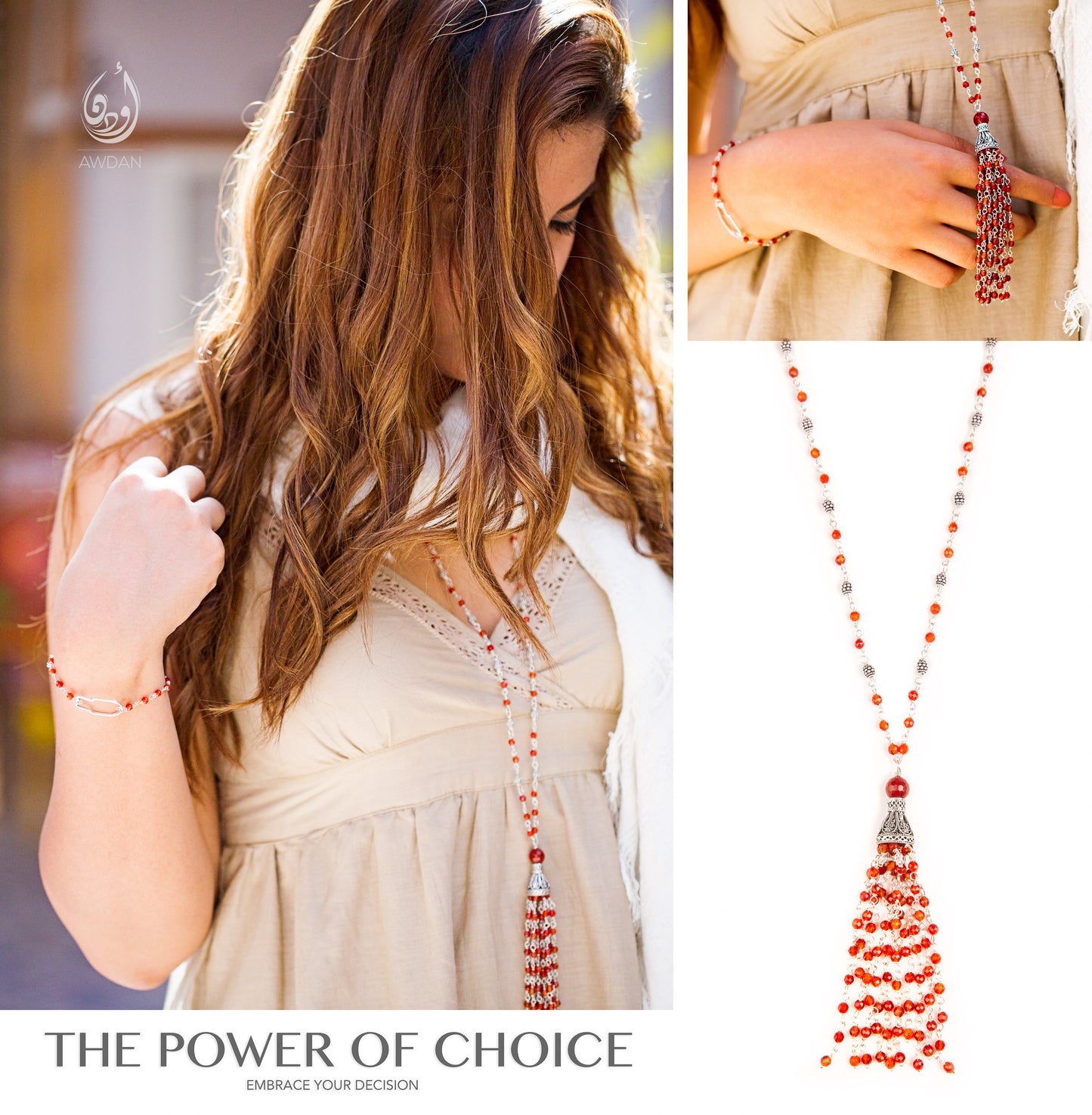 Long Carnelian Tassel Necklace