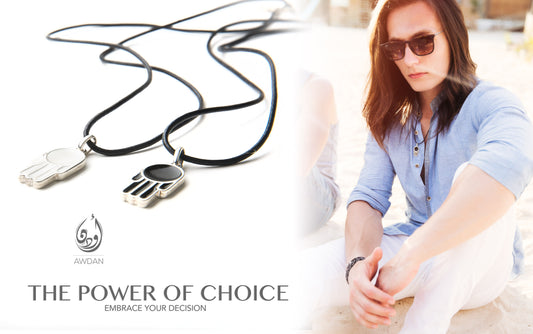 Enameled Hand on Leather Necklace