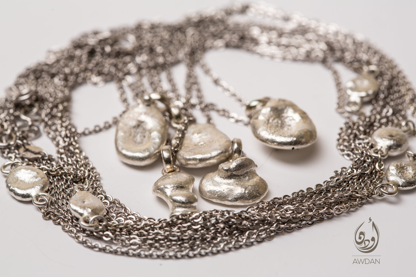 Random Pure Silver Droplet Necklace