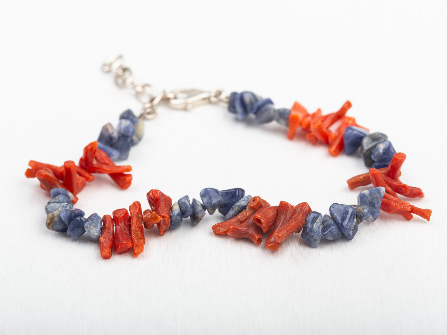 Natural Coral and Sodalite Bracelet