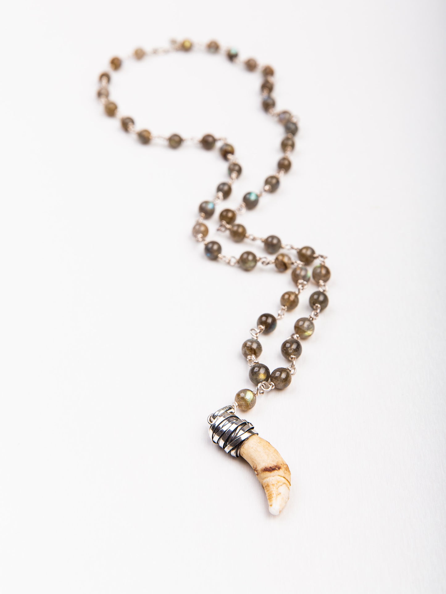 Wolf Canine and Labradorite Necklace