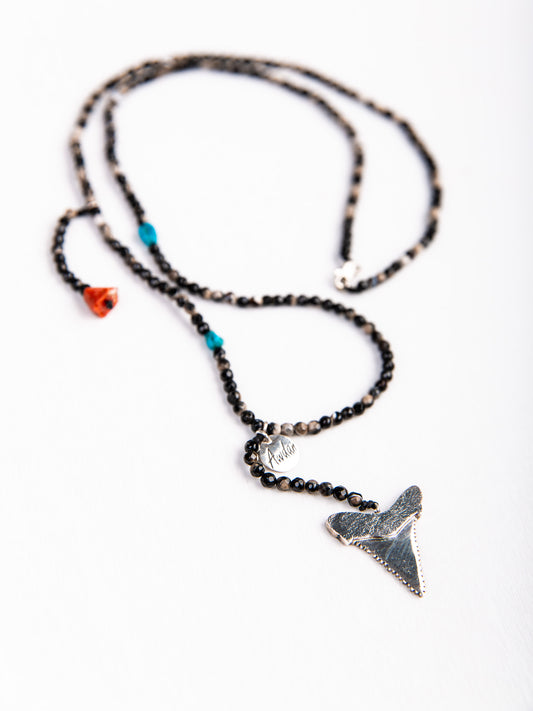Abstract Shark Tooth Rosary Necklace