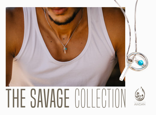 Triple Pendant Necklace (Bar/Turquoise/Circle)