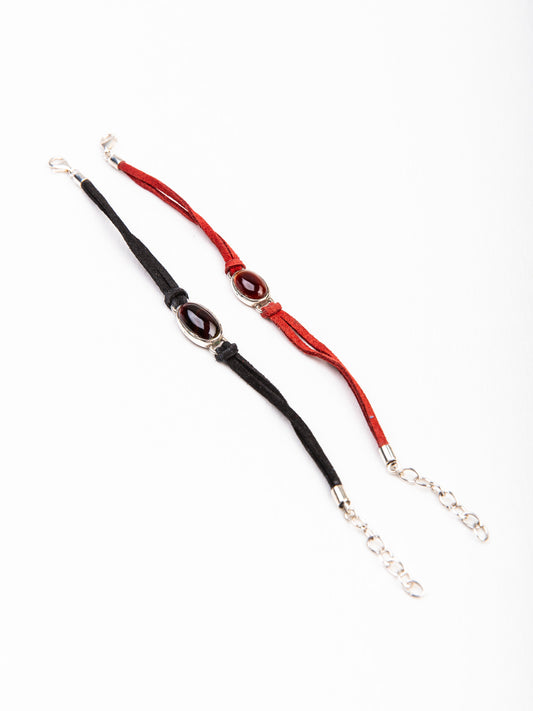 Agate on Chamois Bracelet