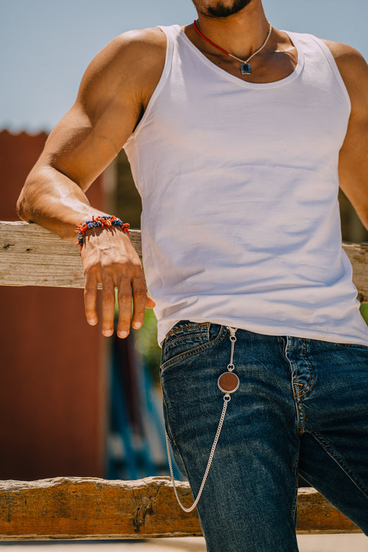 Waist Chain with Big Leather Pendant
