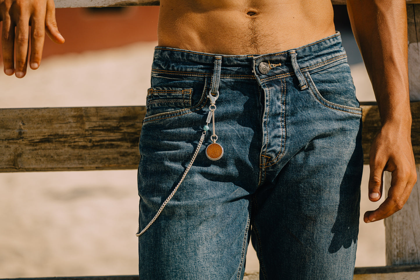 Waist Chain with Dangling Leather Pendant