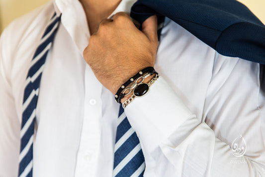 Framed Onyx Silver Bracelet