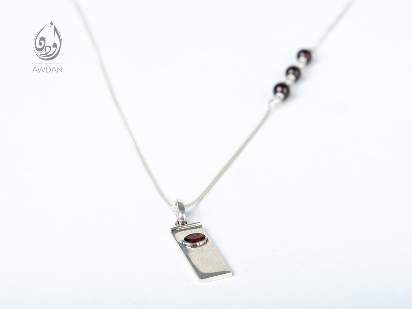 Silver Plate with Garnet Necklace