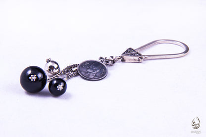 Onyx And Coin Keychain