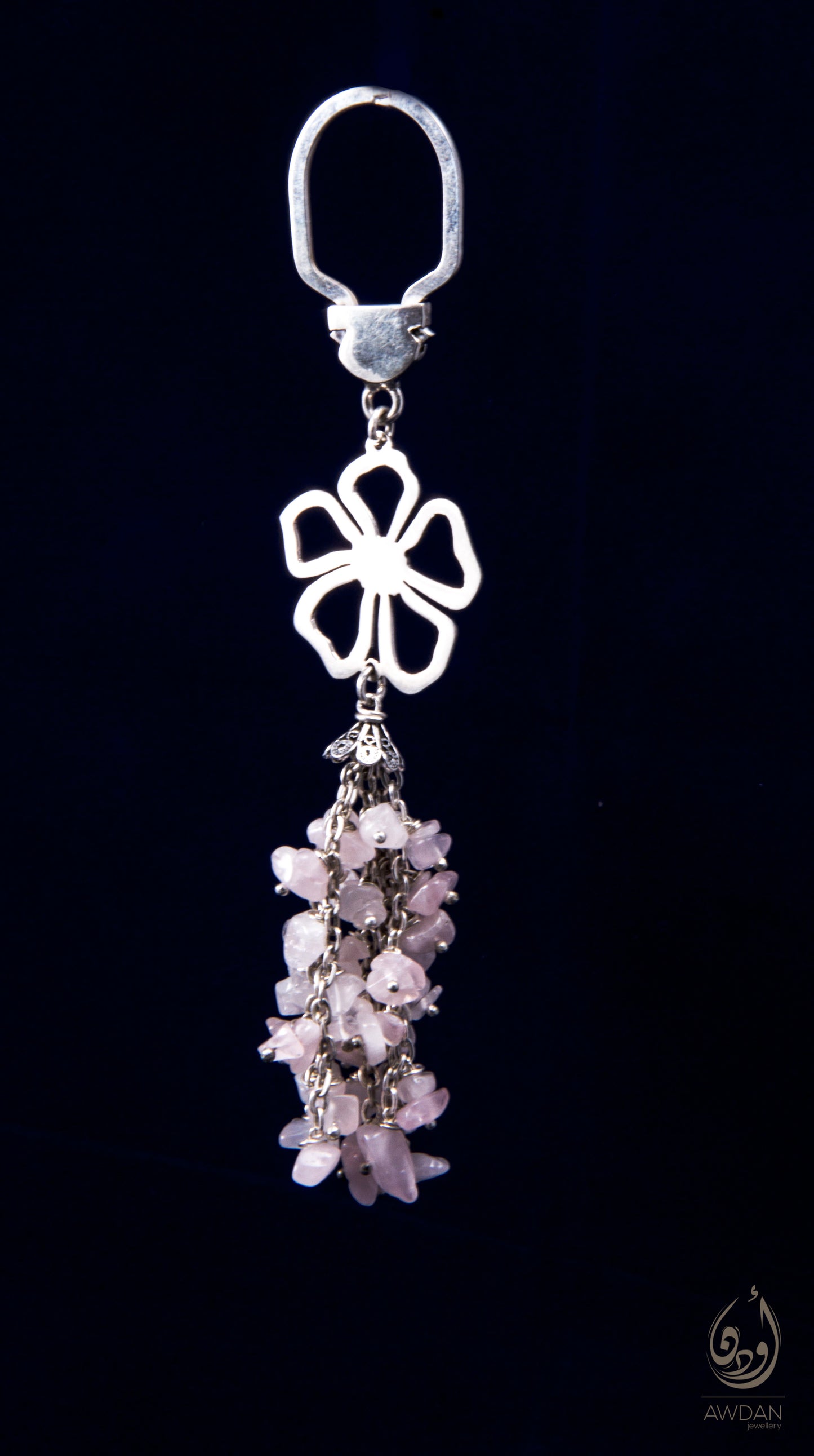 Stone Chunks With Flower Keychain