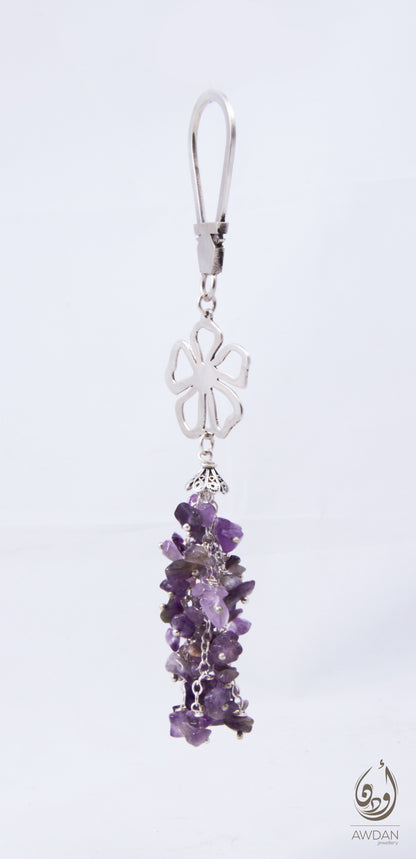 Stone Chunks With Flower Keychain
