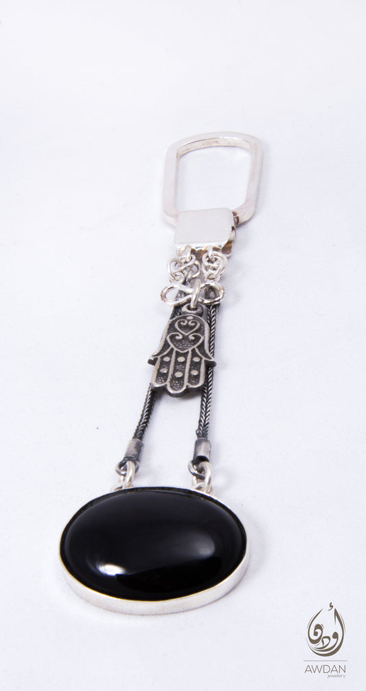 Hand And Onyx Keychain