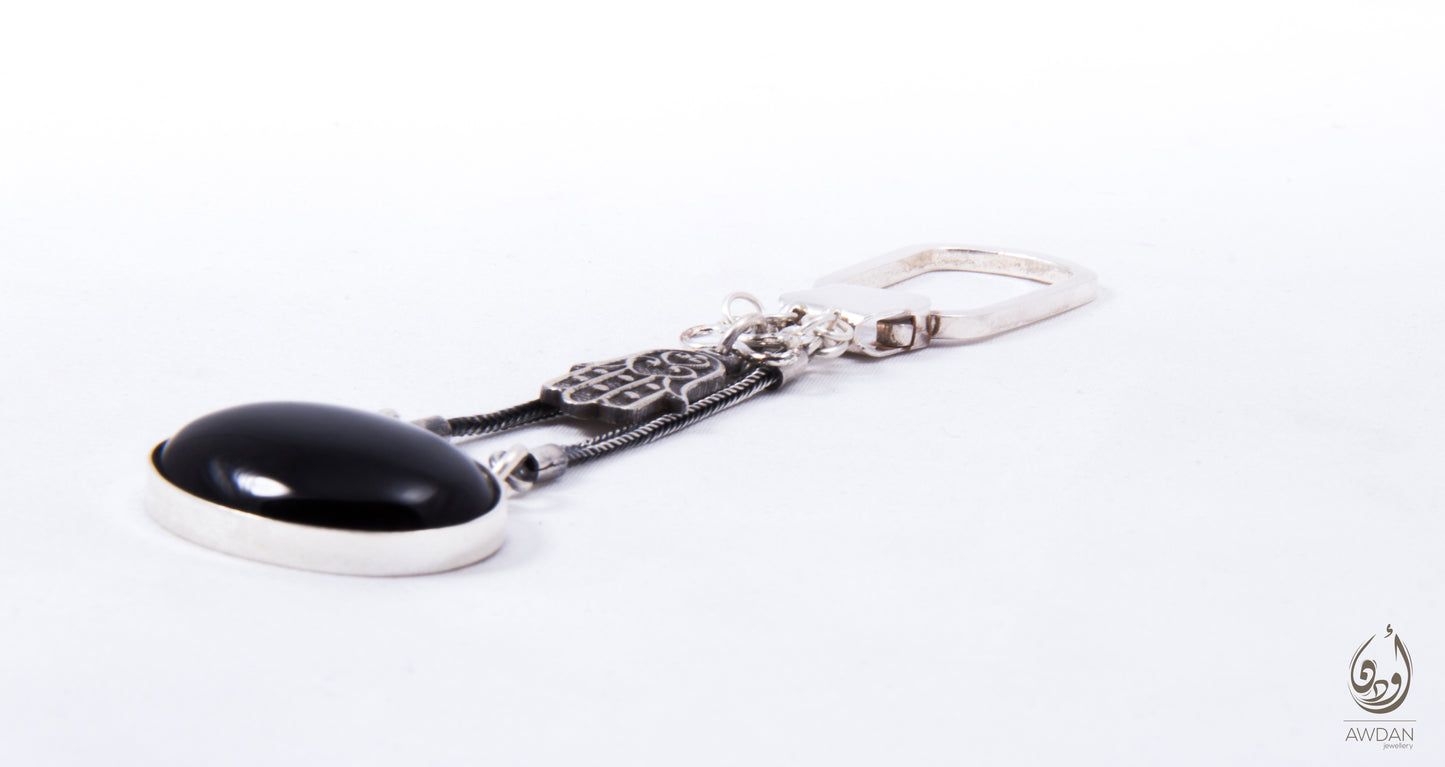 Hand And Onyx Keychain