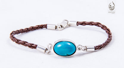 Braided Leather With Stone Charm Bracelet