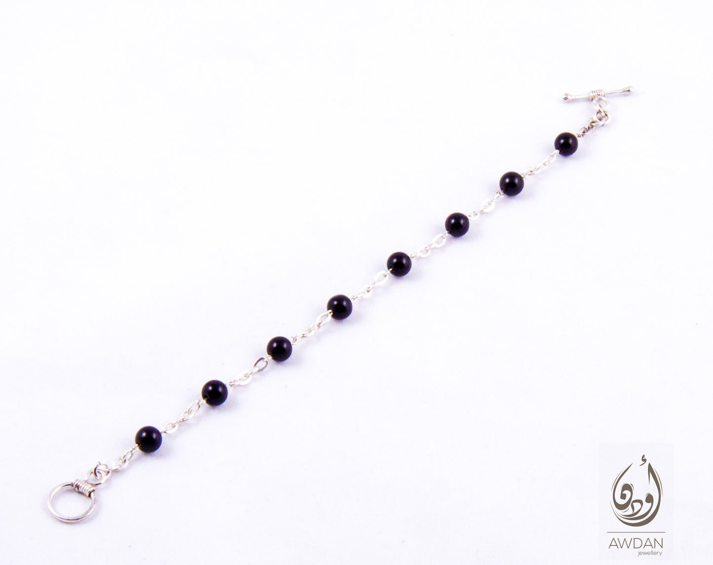 Beaded Onyx With Links Bracelet