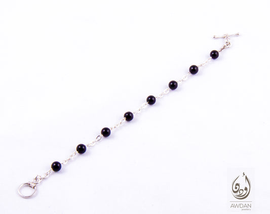 Beaded Onyx With Links Bracelet