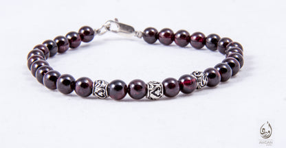 Garnet And Silver Beaded Bracelet