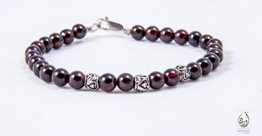Garnet And Silver Beaded Bracelet