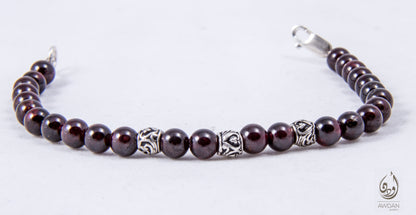 Garnet And Silver Beaded Bracelet