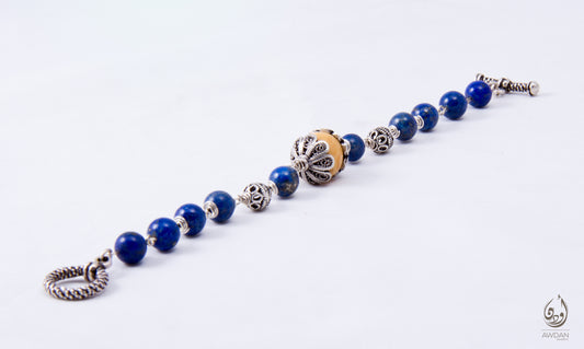 Wired Lapis And Amber Bracelet