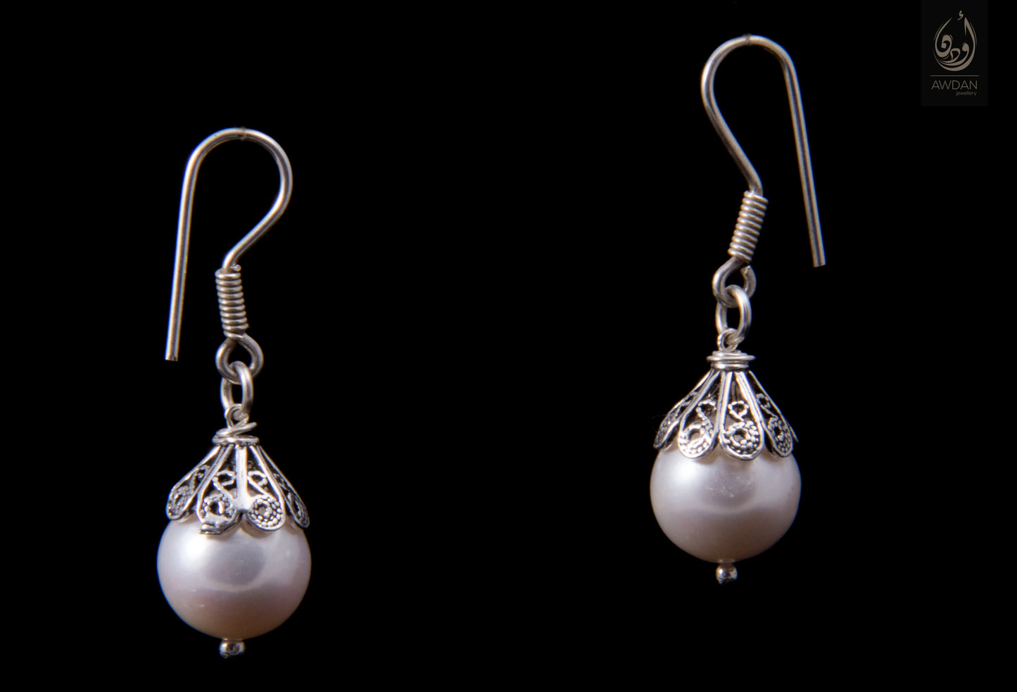 Pearl Drop With Silver Top Earrings