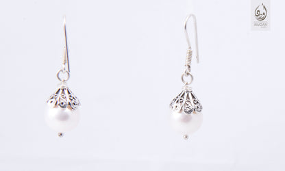 Pearl Drop With Silver Top Earrings