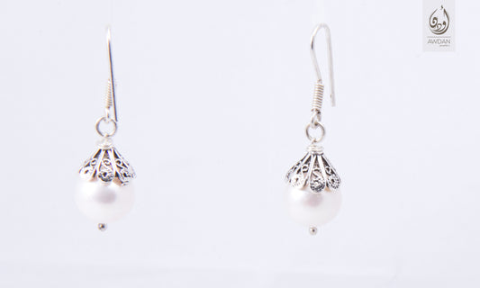 Pearl Drop With Silver Top Earrings