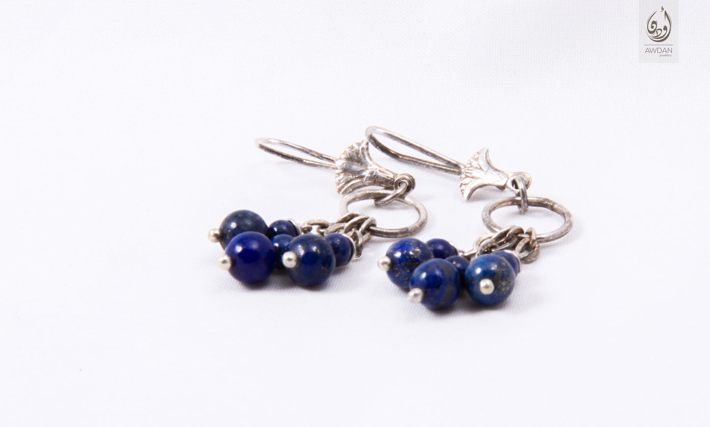 Graded Lapis On Lotus Earrings