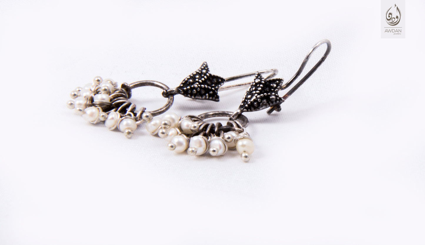 Multi Pearl On Vintage Lotus Earrings