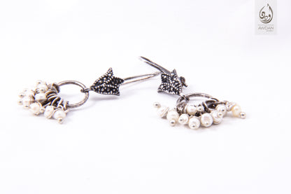 Multi Pearl On Vintage Lotus Earrings
