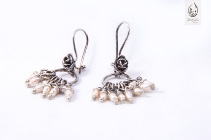 Multi Pearl On Vintage Flower Earrings
