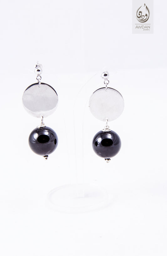 Onyx And Coin Earrings
