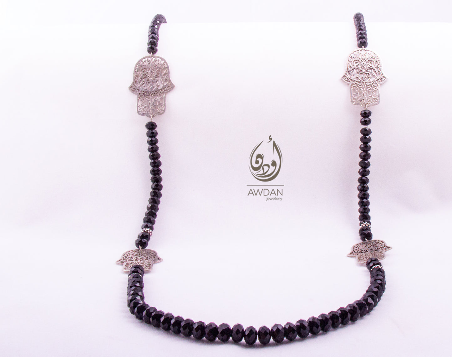 Patterned Hand Charms Long Necklace