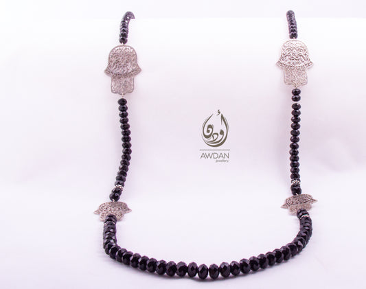Patterned Hand Charms Long Necklace