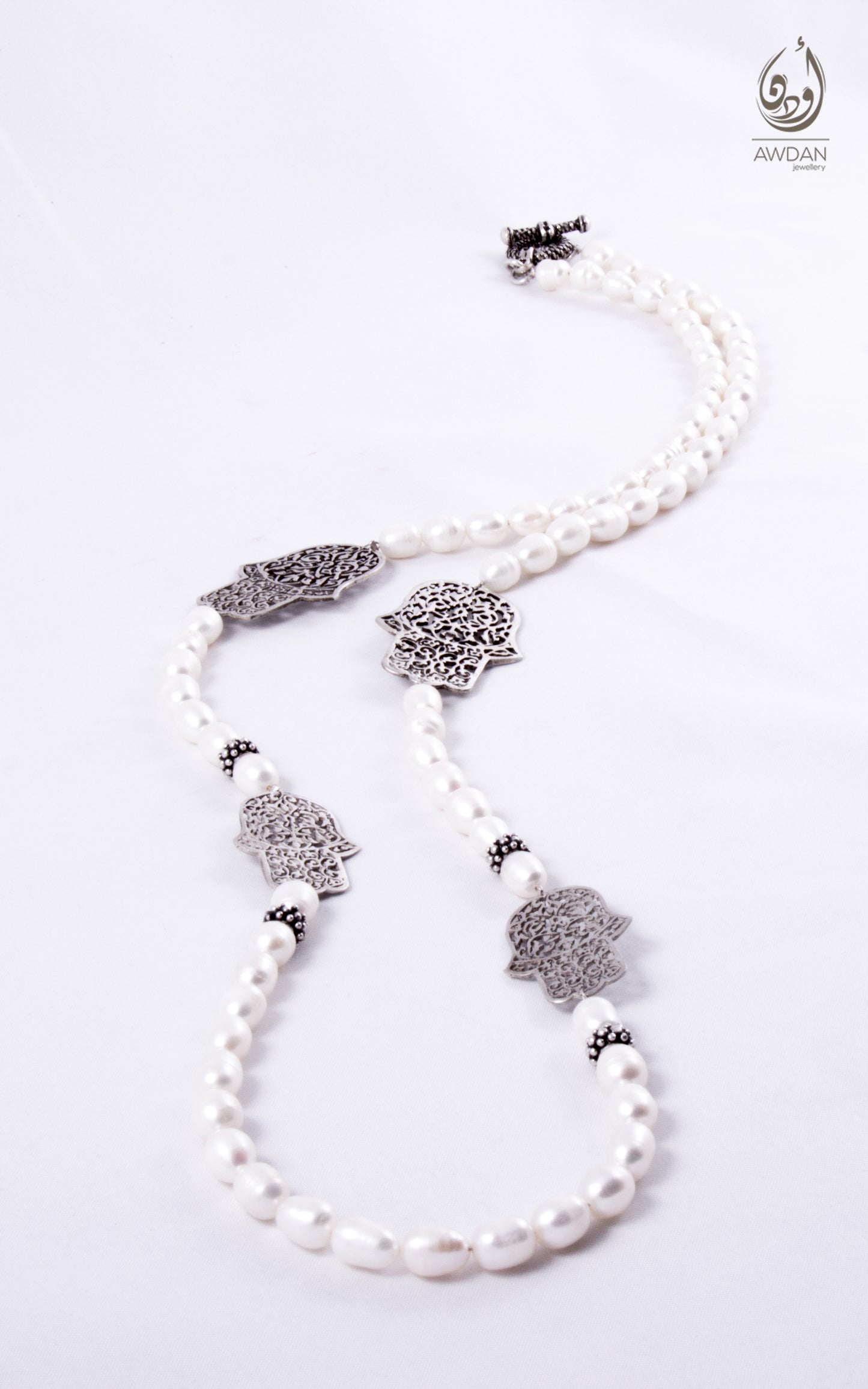 Patterned Hand Charms Long Necklace