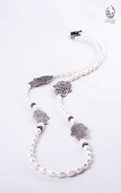 Patterned Hand Charms Long Necklace