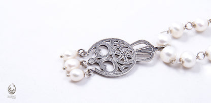 Tribal Pendant On Wired Pearls Necklace