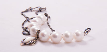Half Pearls Half Silver Necklace