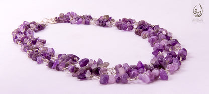 Triple Layer Amethyst Chunks Necklace
