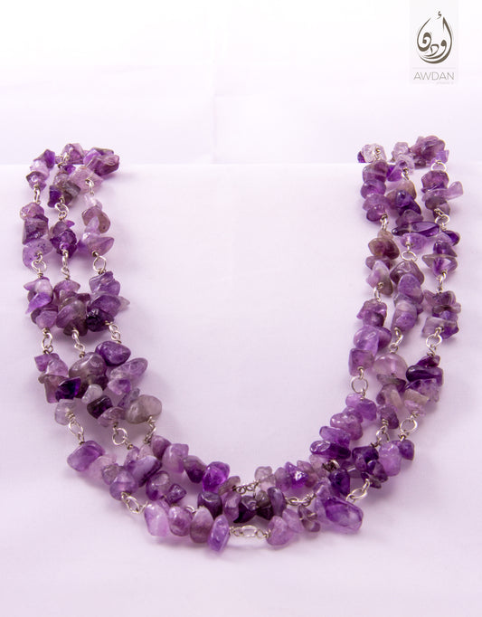 Triple Layer Amethyst Chunks Necklace