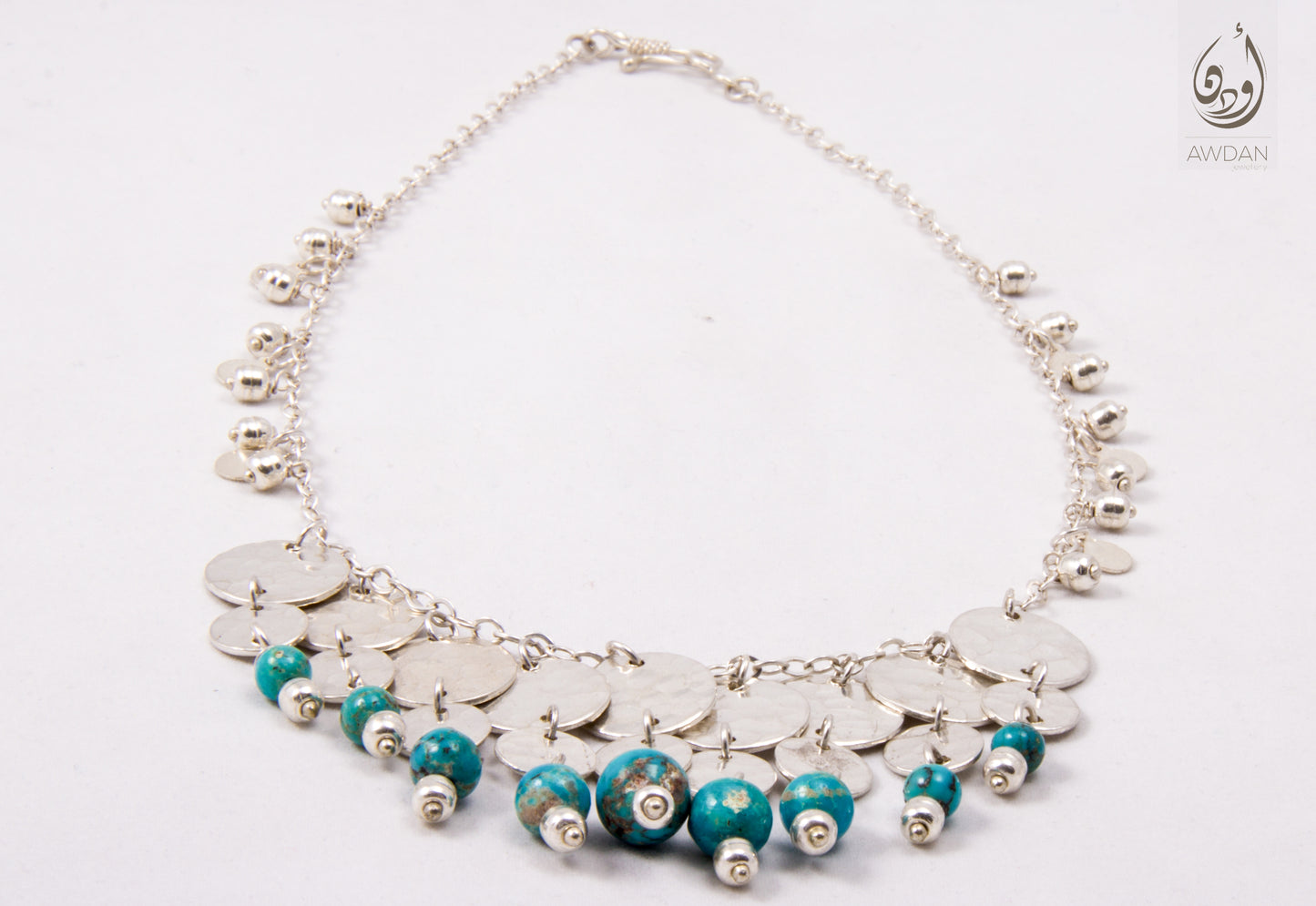 Hammered Coins And Turquoise Necklace