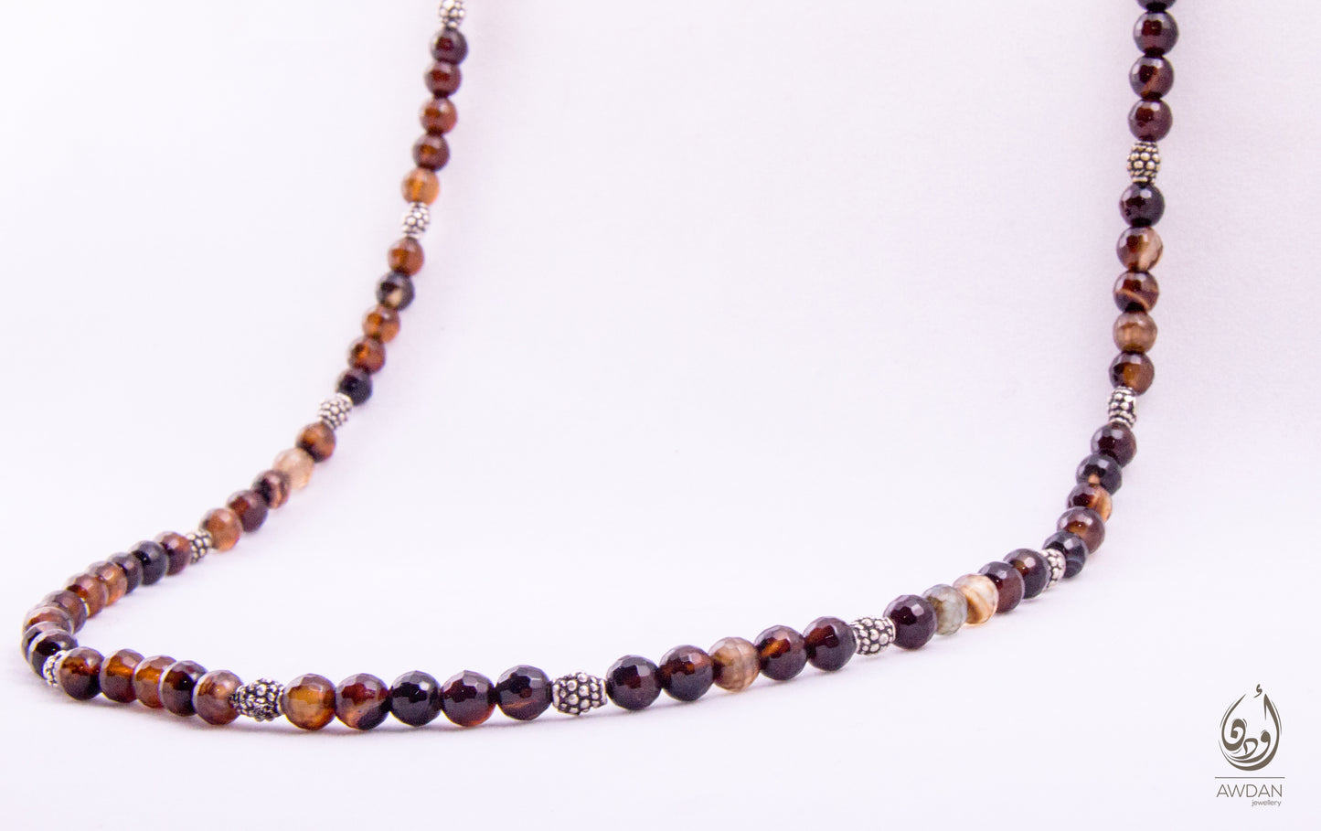 Long Agate And Silver Necklace