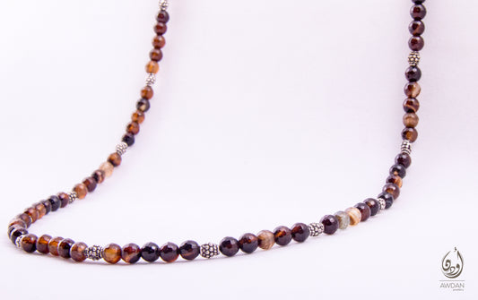 Long Agate And Silver Necklace