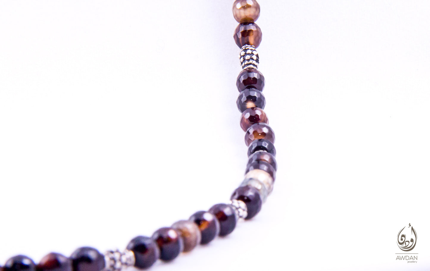Long Agate And Silver Necklace