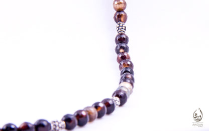 Long Agate And Silver Necklace