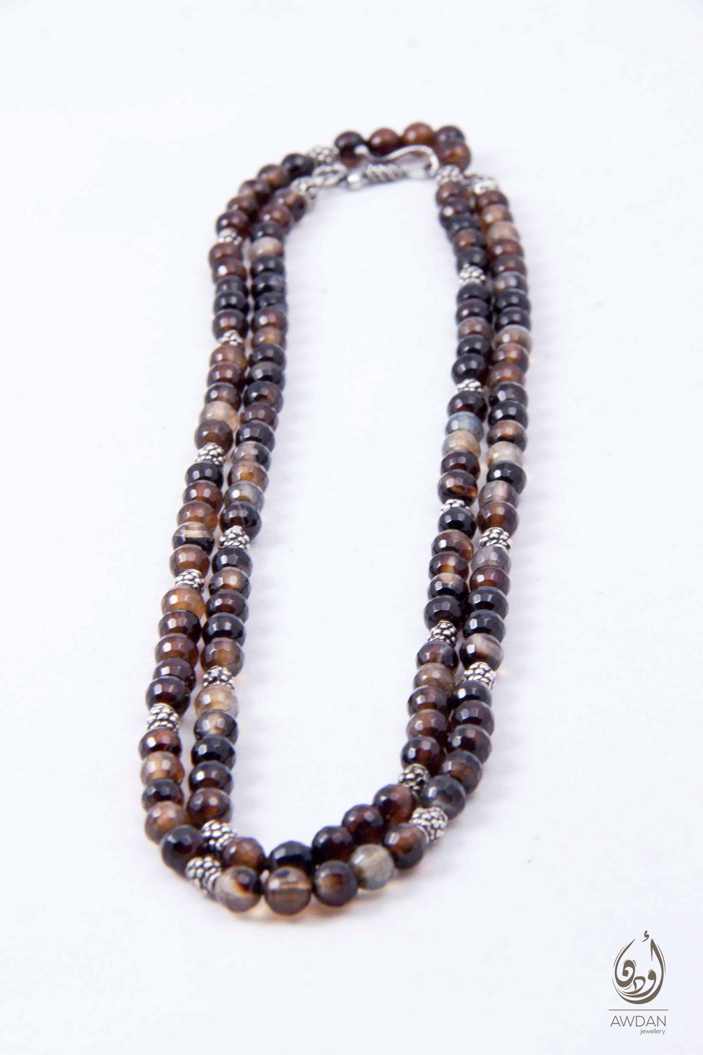 Long Agate And Silver Necklace