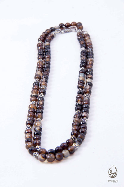 Long Agate And Silver Necklace