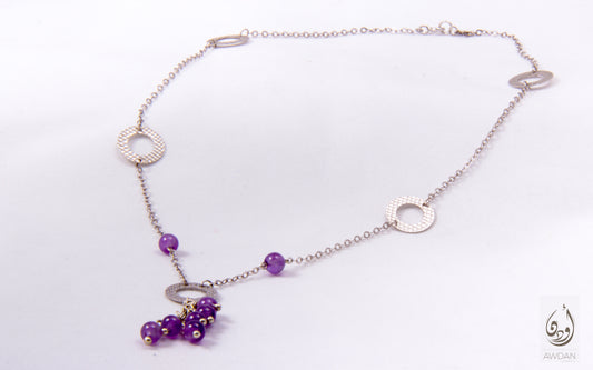 Hammered Circles And Amethyst Necklace